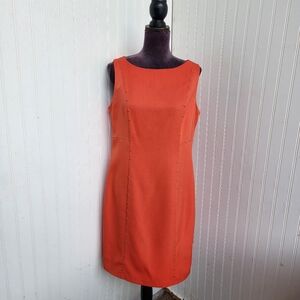 VOIR VOIR Orange Stuffef Sleeveless Sheath Dress Pencil Career Sz 10